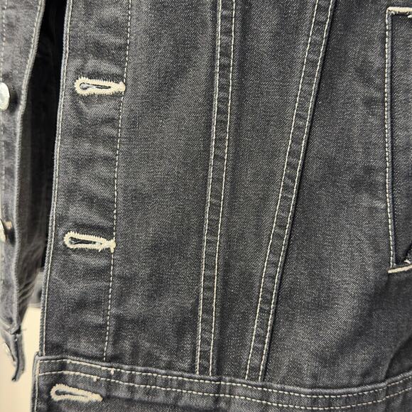 Y2K Tommy Hilfiger Dark Wash Denim Jacket Women’s Small Contrast Stitching - Picture 8 of 16